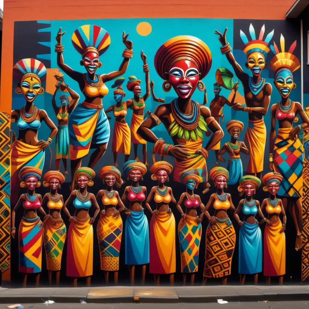 Colorful African Street Art Mural Celebrating Culture and Community