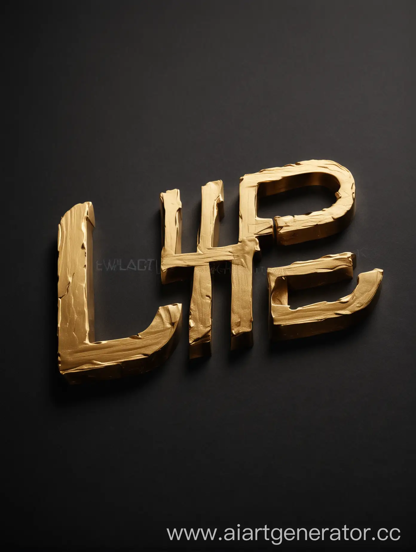 Логотип золотым шрифтом компании  на черном фоне LP&EP
