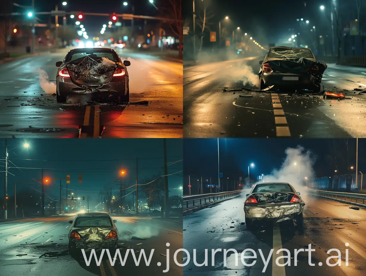 Night-Scene-of-Abandoned-Car-After-Accident-Cinematic-View