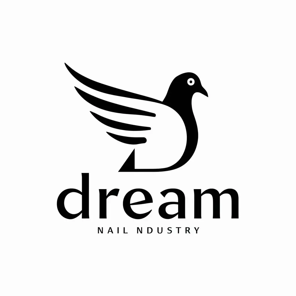 a logo design,with the text "dream", main symbol:pigeon,Moderate,be used in nail art industry,clear background