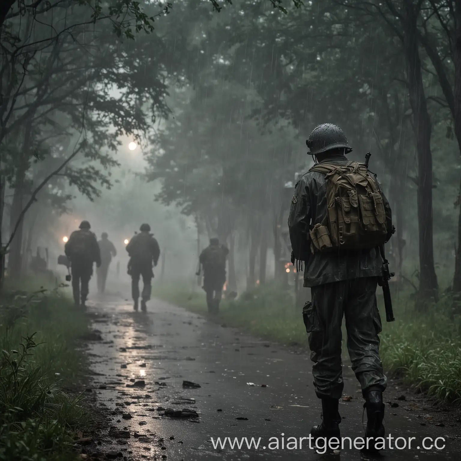 Military-Actions-in-Rainy-Evening-with-Smoke