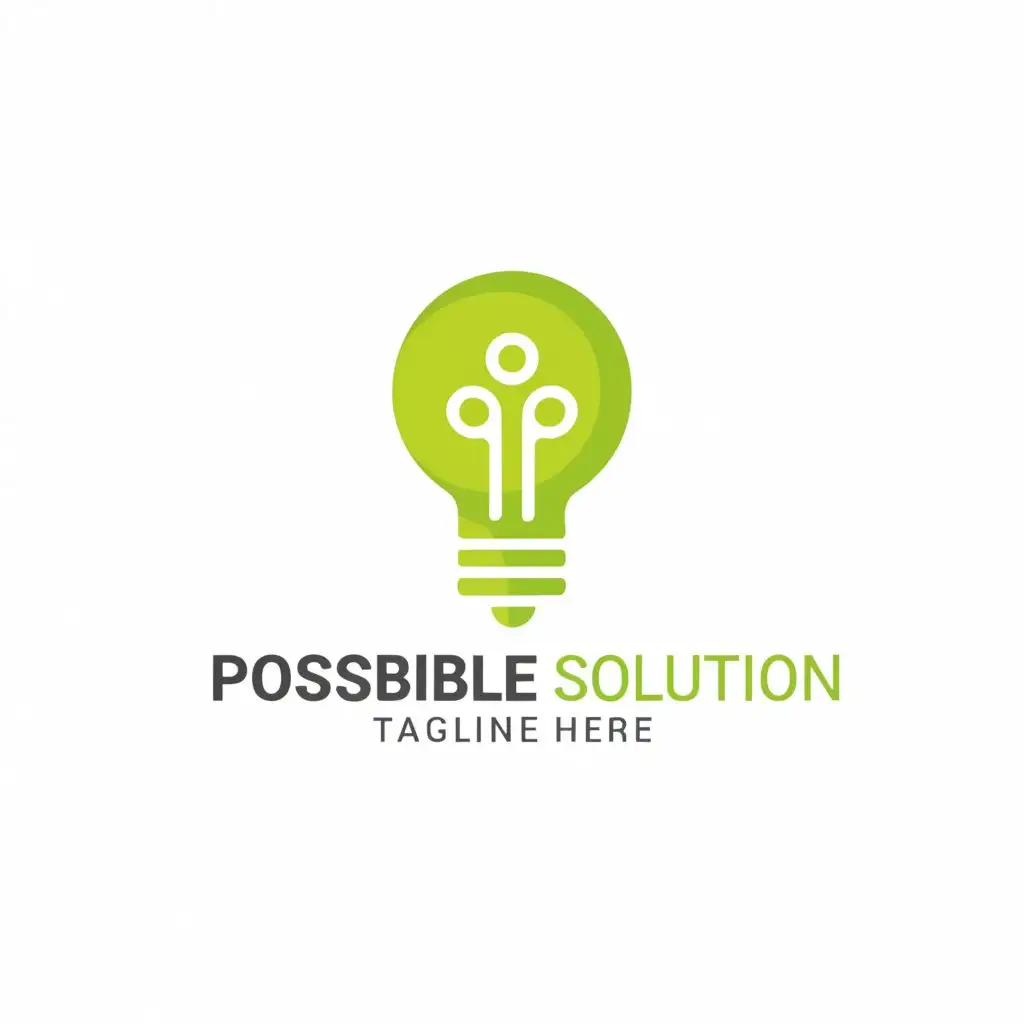 a logo design,with the text " possible solution", main symbol:need  logo for my software company color bright lime green,Moderate,clear background