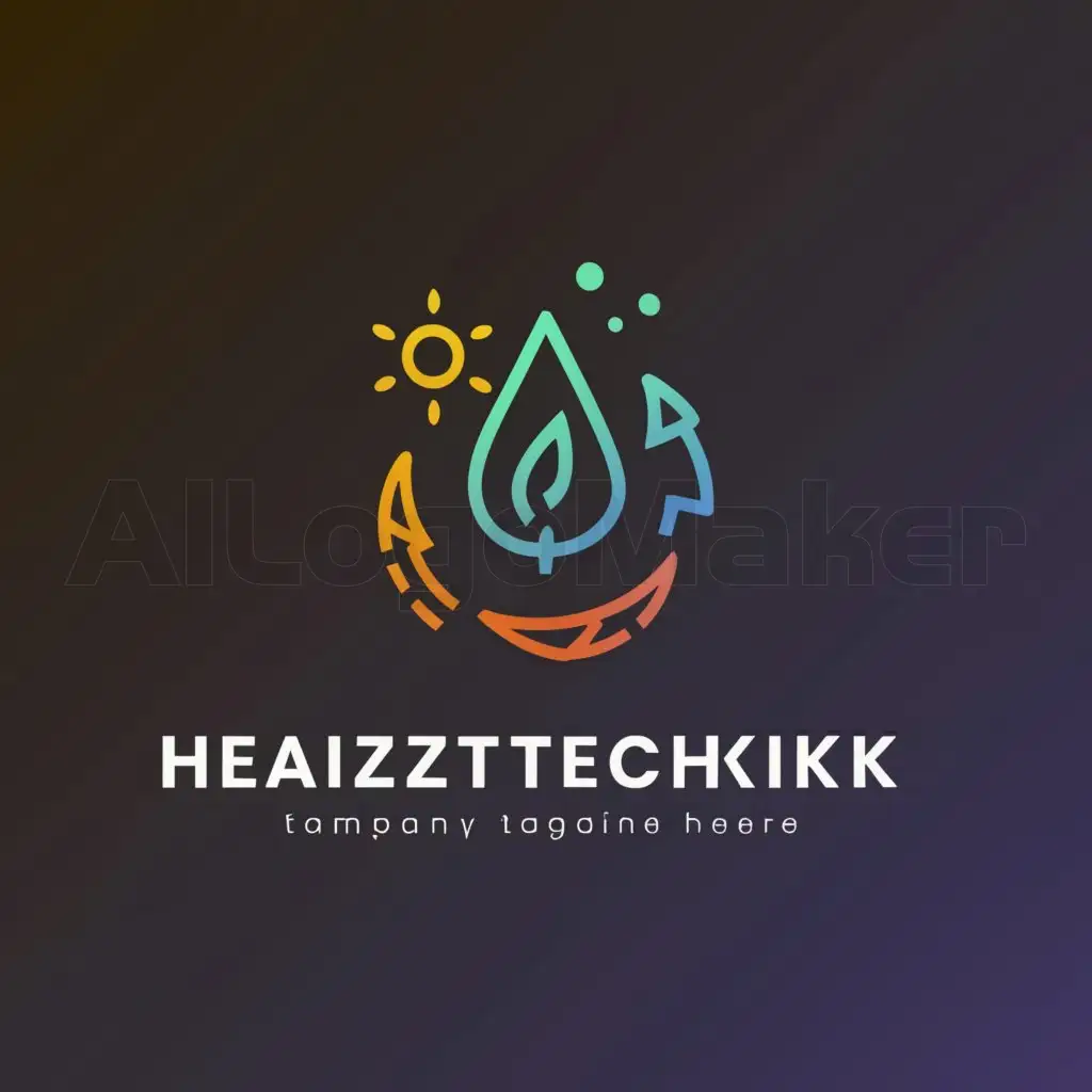 LOGO-Design-For-Heiztechnik-Water-Fire-Power-and-Sun-Symbols-for-Construction-Industry