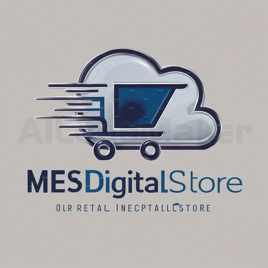 a logo design,with the text "Mesdigitalstore", main symbol:Symbols will consist of elements representing speed and ease of online shopping. We will use the shopping cart icon and cloud icon to represent online aspects.,Moderate,be used in Retail industry,clear background