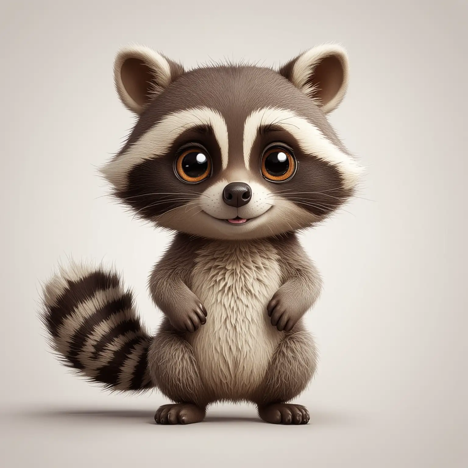 Adorable Cartoon Raccoon on a White Background
