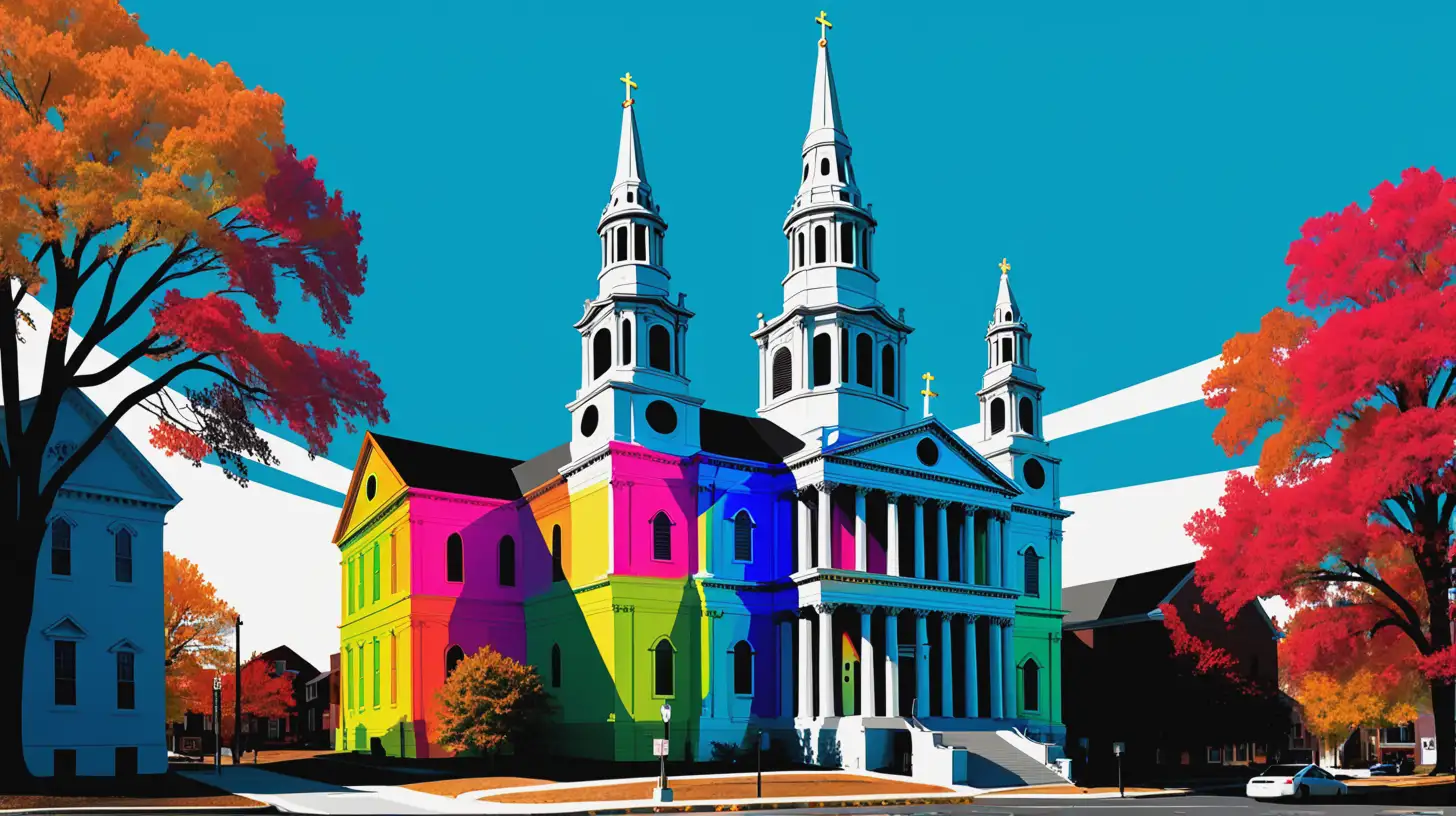 St. Paul's Church National Historic Site, colorfully  as vector 
