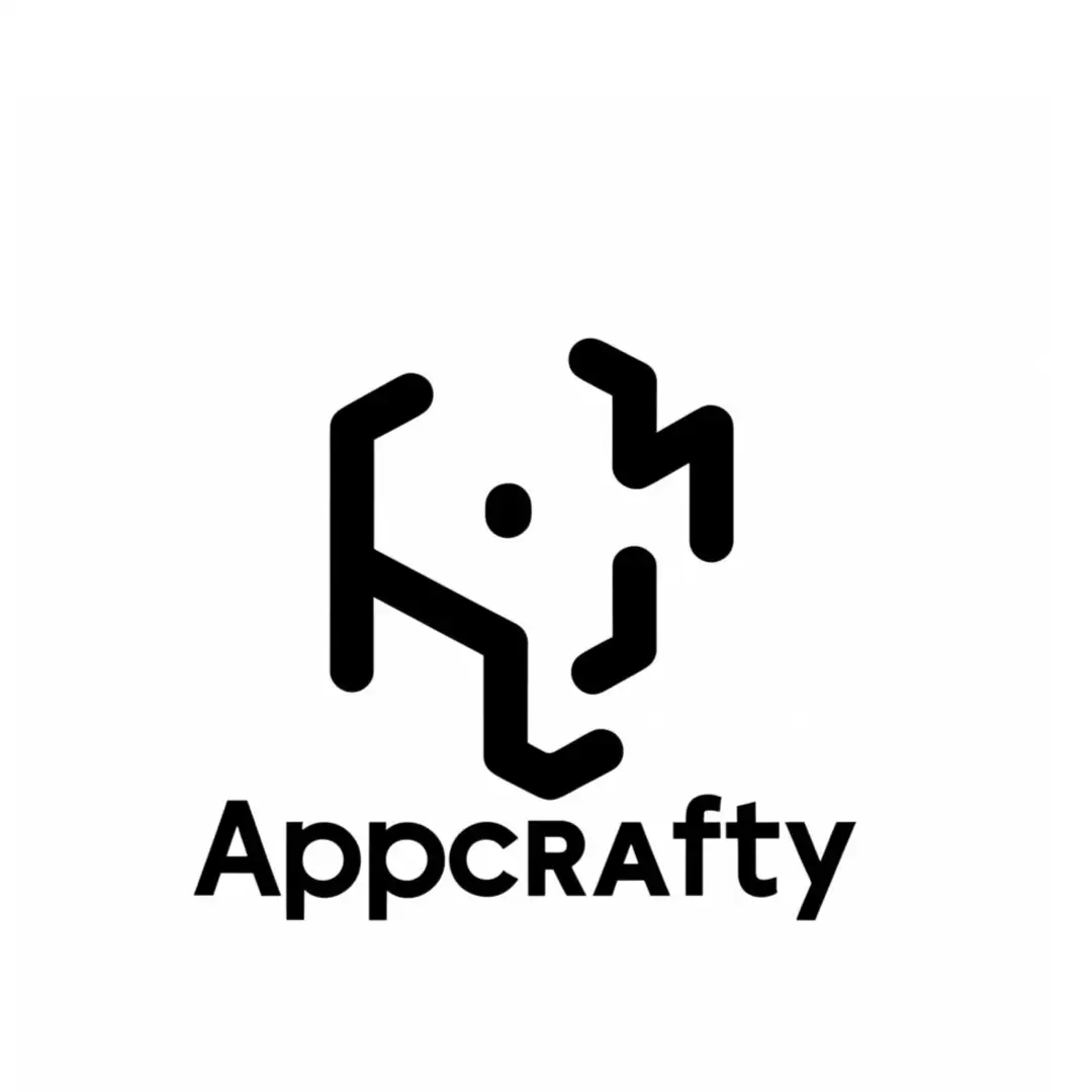 a logo design,with the text "AppCrafty", main symbol:craft app,Minimalistic,be used in code industry,clear background