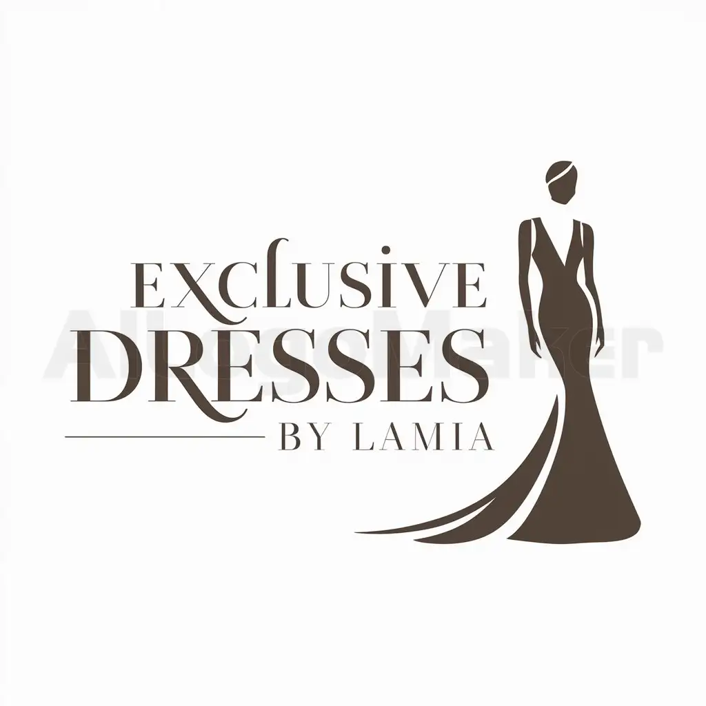 a logo design,with the text "Exclusive dresses by Lamia", main symbol:ladies fashion,Moderate,be used in dress industry,clear background
