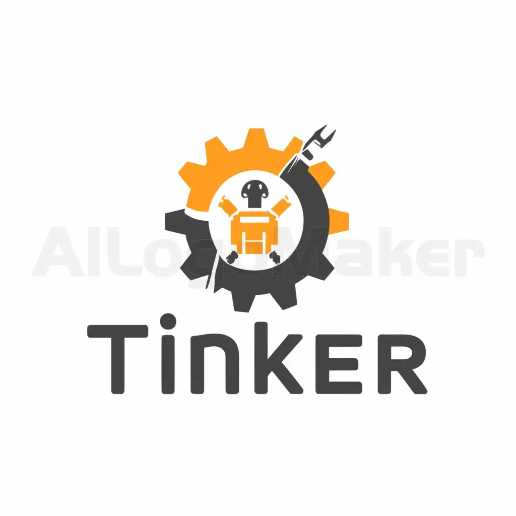 a logo design,with the text "Tinker", main symbol:Multi tool and bot,Minimalistic,be used in Technology industry,clear background