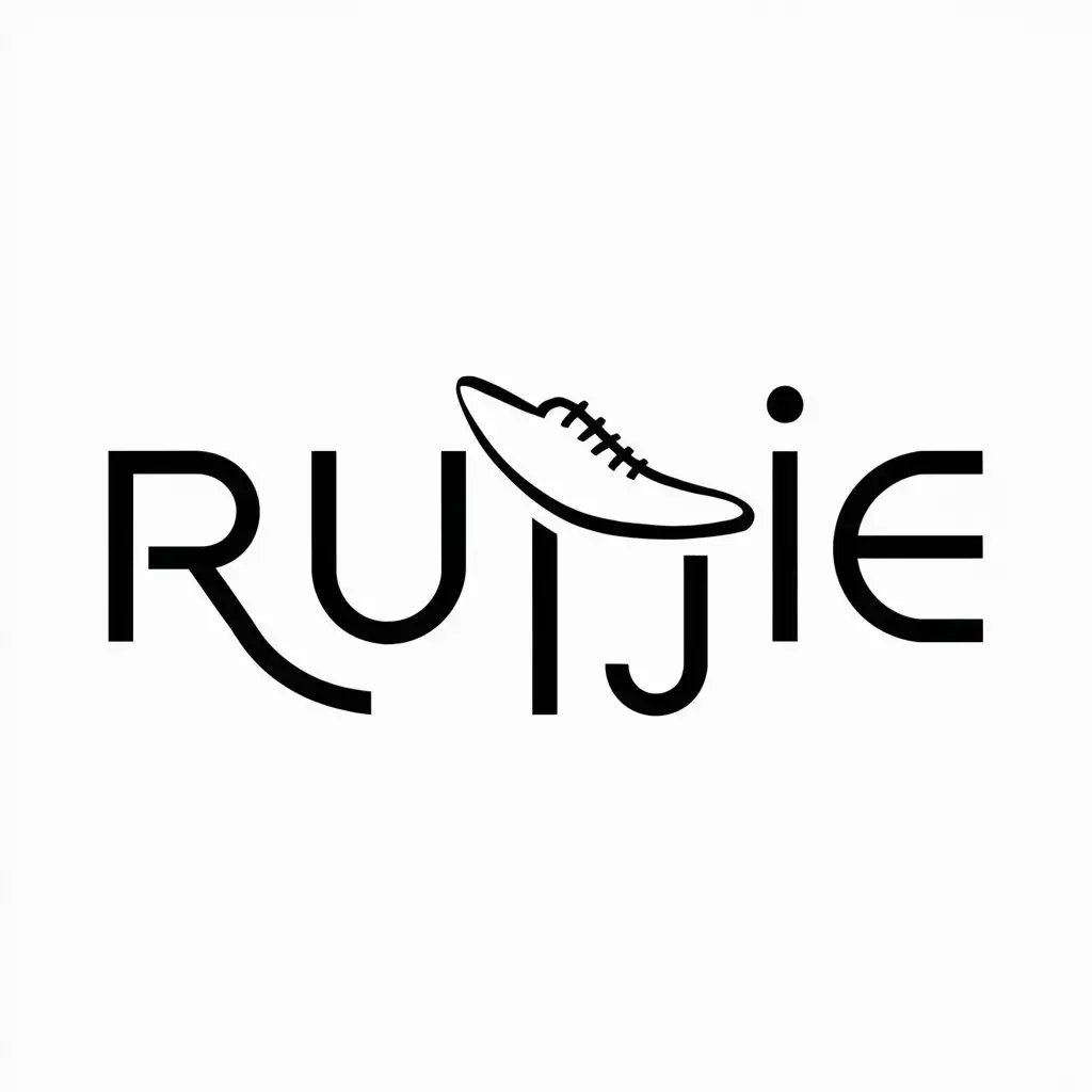 a logo design,with the text "Ruijie", main symbol:shoe,Minimalistic,be used in shoe industry,clear background