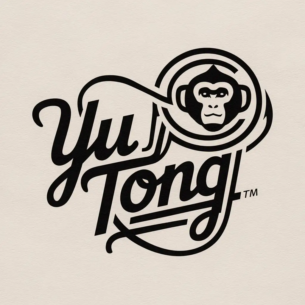 a logo design,with the text "Yu Tong", main symbol:monkey,complex,clear background