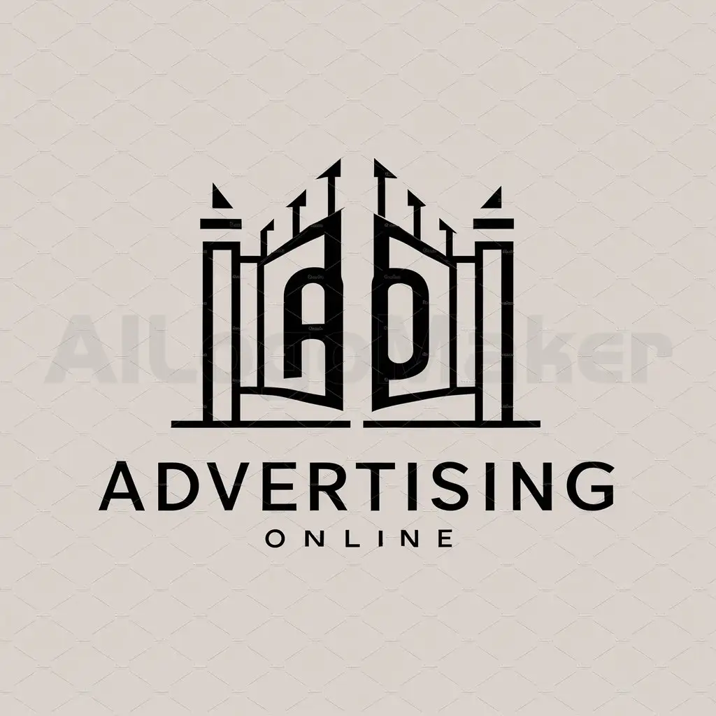 a logo design,with the text "Advertising online", main symbol:Gate,Moderate,clear background
