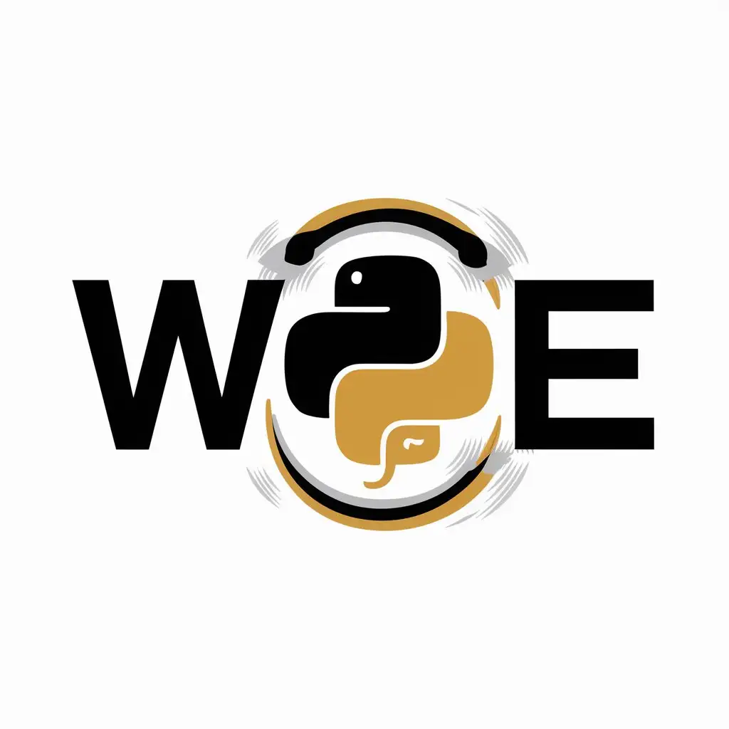 a logo design,with the text "WE", main symbol:wild,free, python,complex,clear background