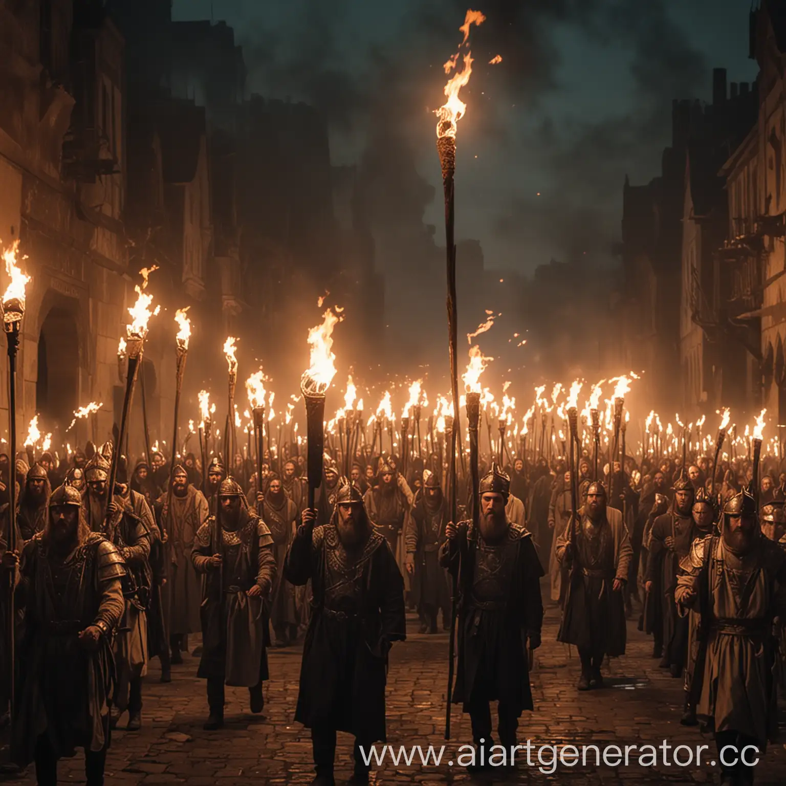 факельное шествие в ночи сынов зари идущих на свержение тирана 