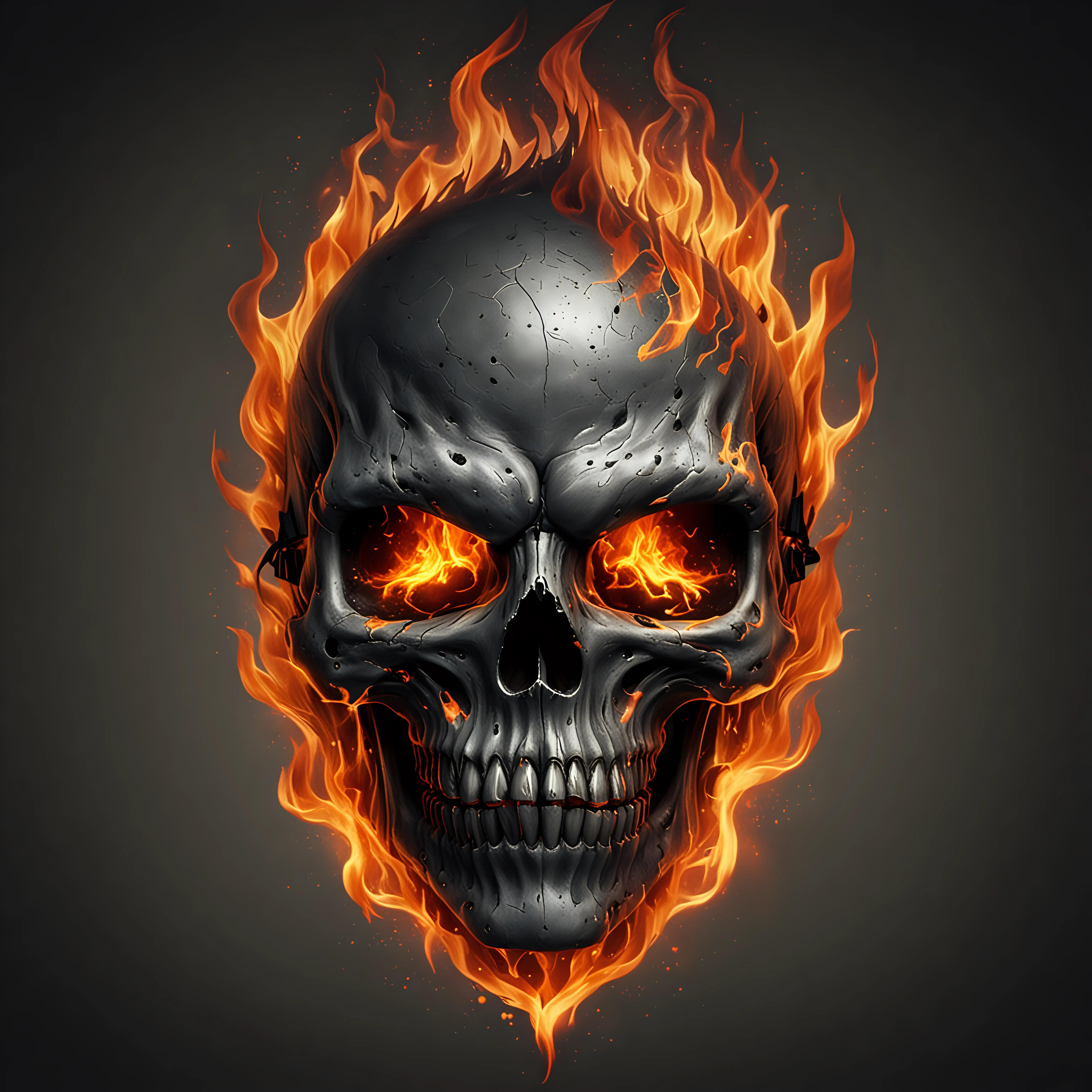 череп в пламени в маске