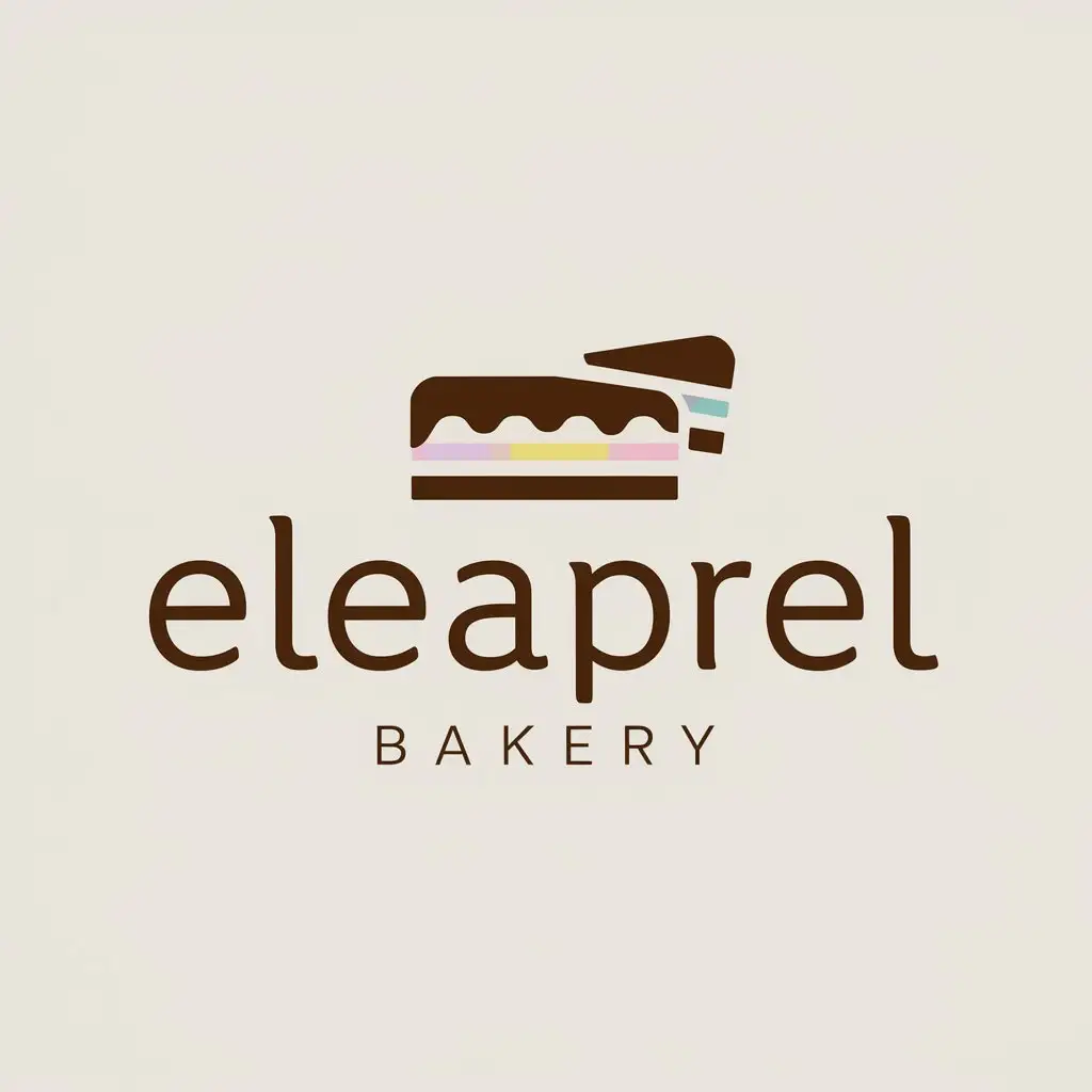 a logo design,with the text "ELEAPREL BAKERY", main symbol:chocolate cake,Moderate,be used in pekarnya industry,clear background