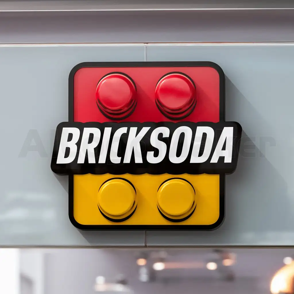 a logo design,with the text "BrickSoda", main symbol:the original lego logo with the name 'BrickSoda' instead of lego,Moderate,be used in Retail industry,clear background