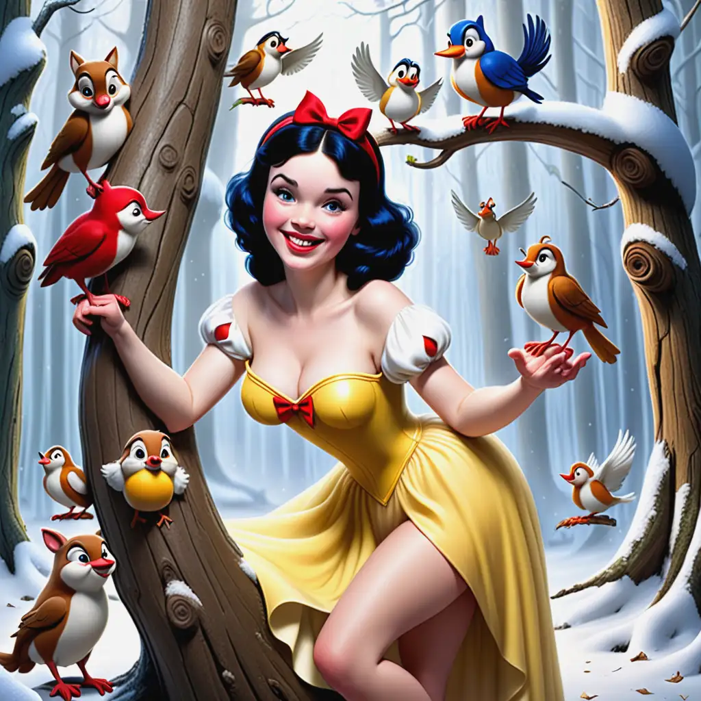 Snow White Nude in Forest with Animals | AI Image Generator