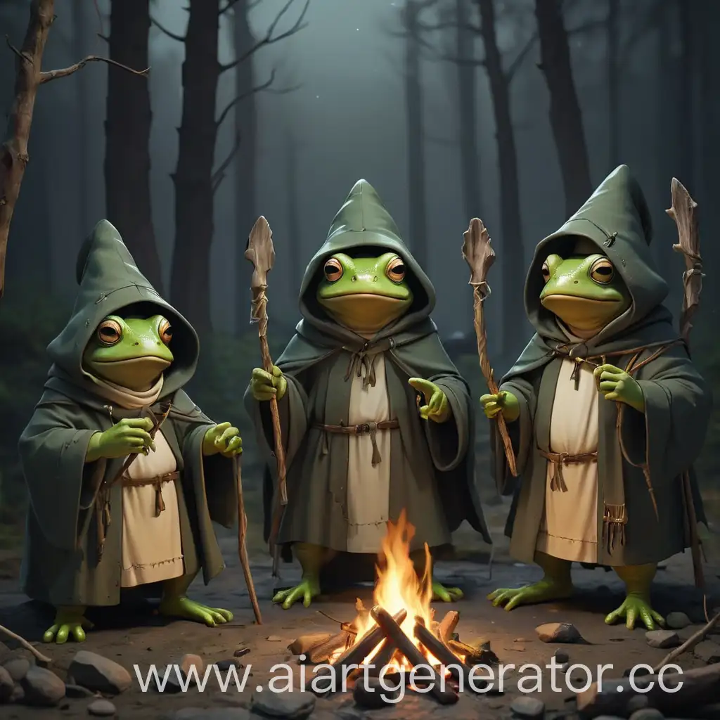 Anthropomorphic-Frog-Druids-Conducting-Night-Ritual-by-Campfire