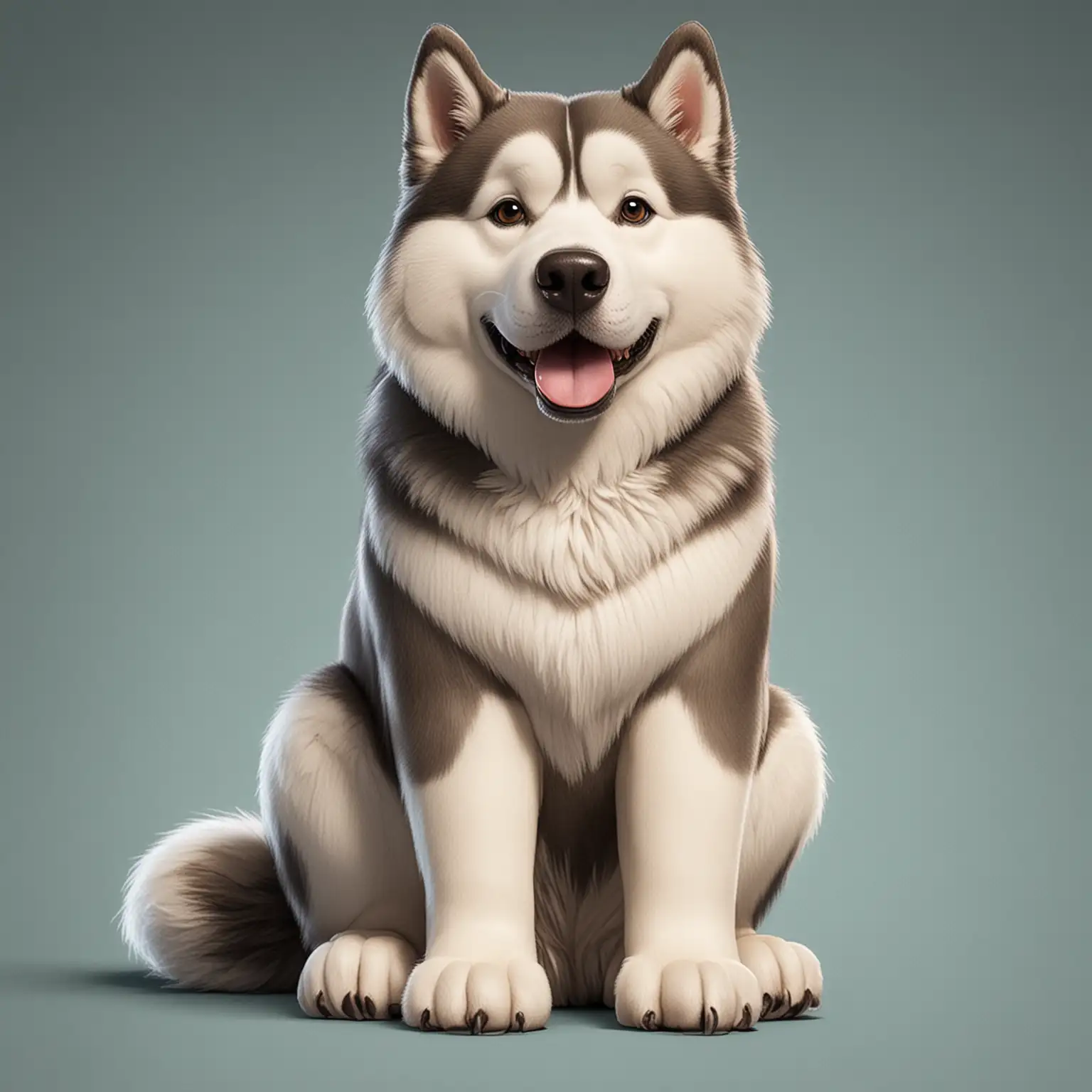 Cartoon-Alaskan-Malamute-Dog-Sitting
