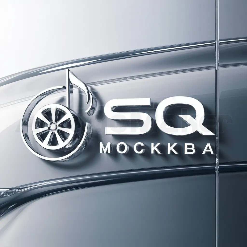 a logo design,with the text "SQ Москва", main symbol:automobiles music,complex,be used in Automotive industry,clear background