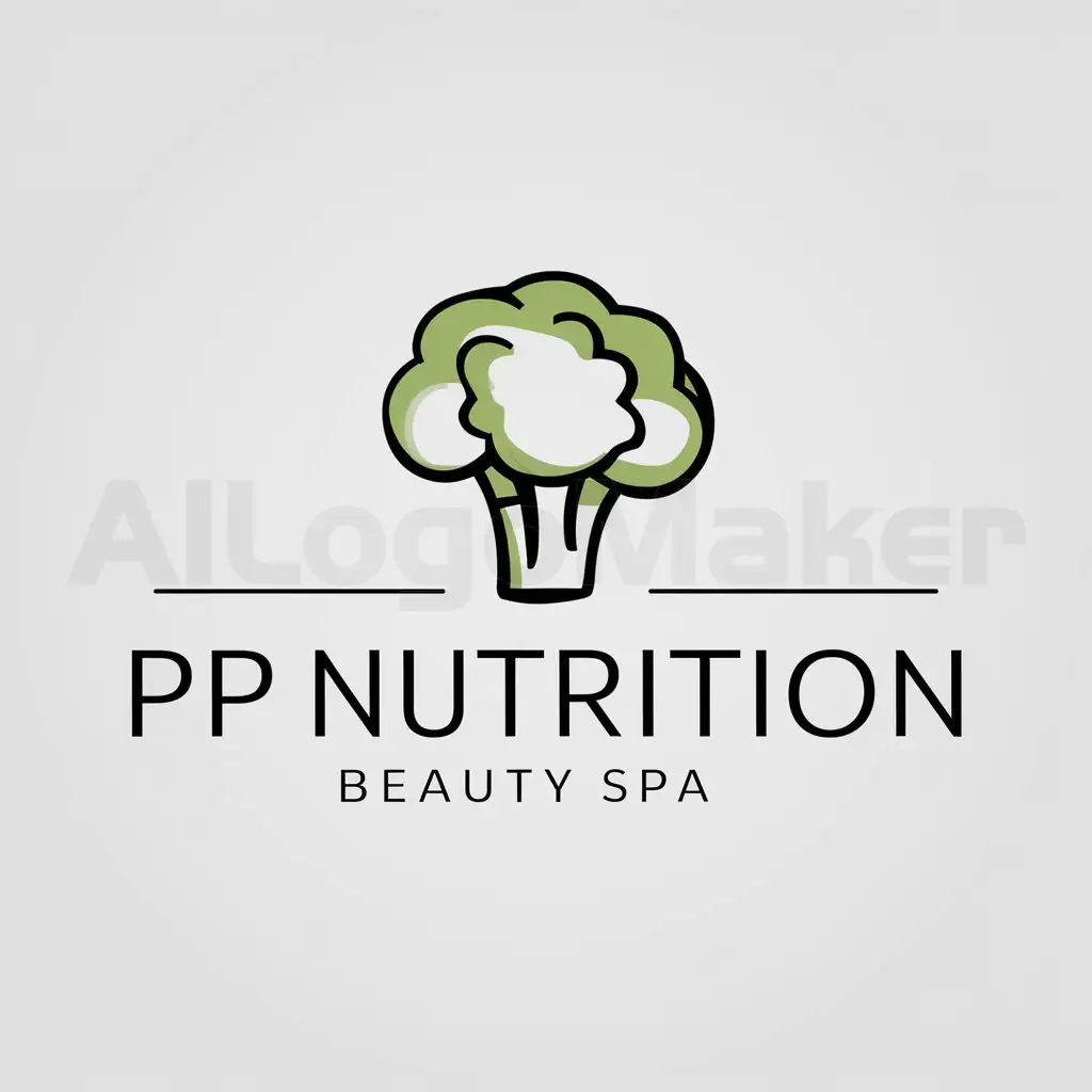 LOGO-Design-For-PP-Nutrition-Fresh-Broccoli-Emblem-for-Beauty-Spa-Industry