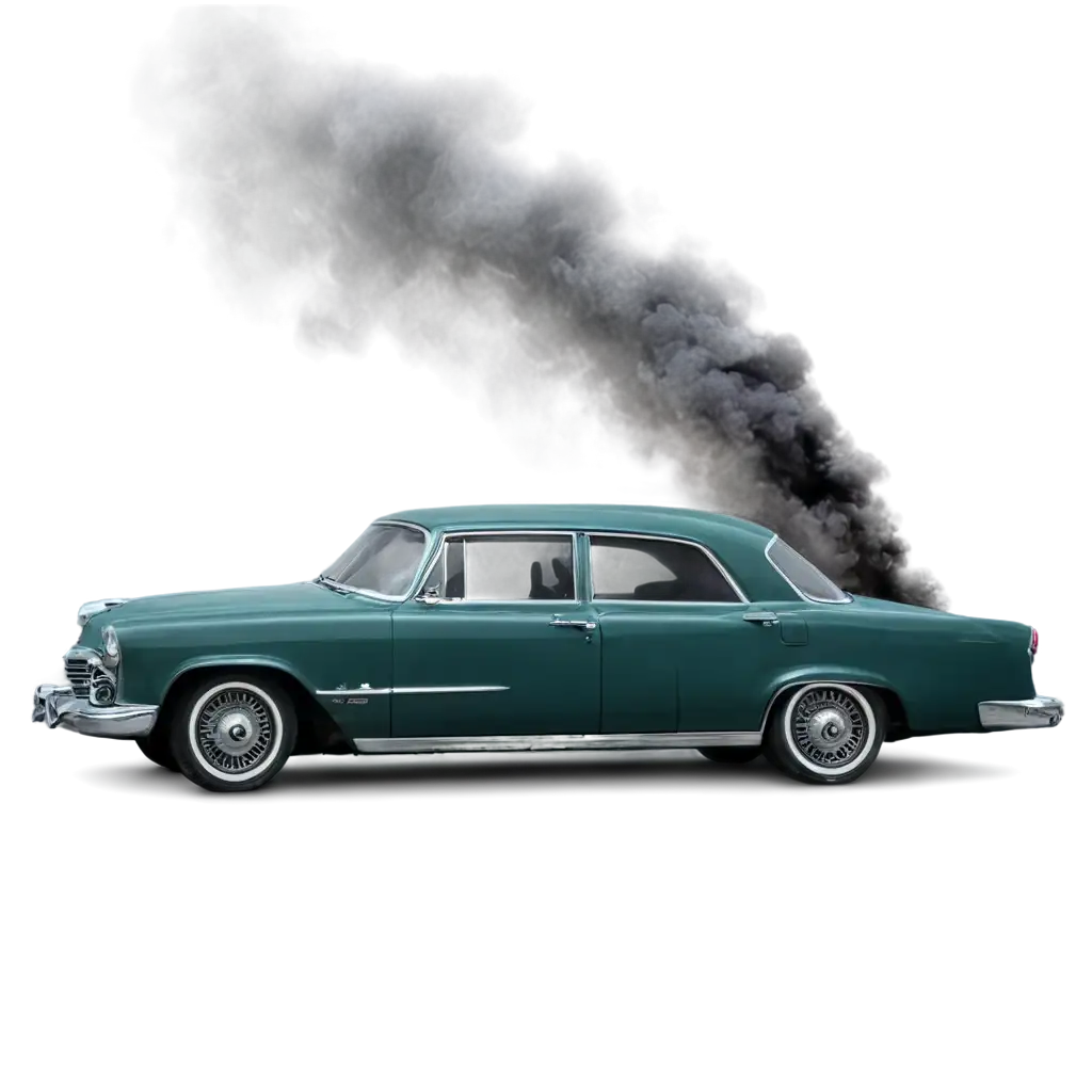 retro car in smoke
