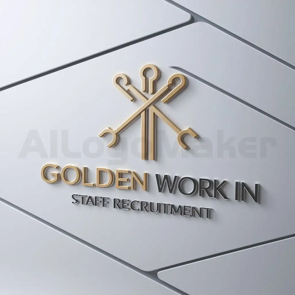 a logo design,with the text "Golden Work in", main symbol:Logotype for a staff recruitment company with the name,complex,clear background