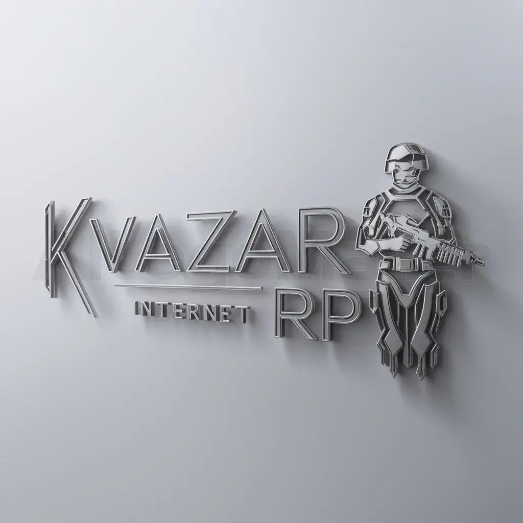 a logo design,with the text "KVAZAR RP", main symbol:Soldier,complex,be used in Internet industry,clear background