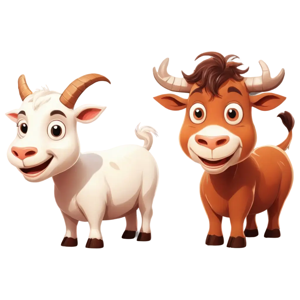 Vibrant-Cartoon-Goat-and-Happy-Smiling-Cow-Head-PNG-Image-Perfect-for-Childrens-Books-and-Farmrelated-Websites