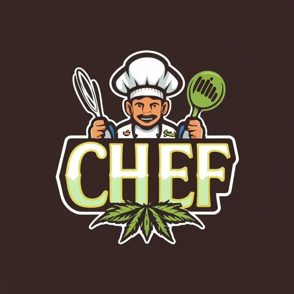 a logo design,with the text "chef", main symbol:weed chef cockie cake,Moderate,clear background