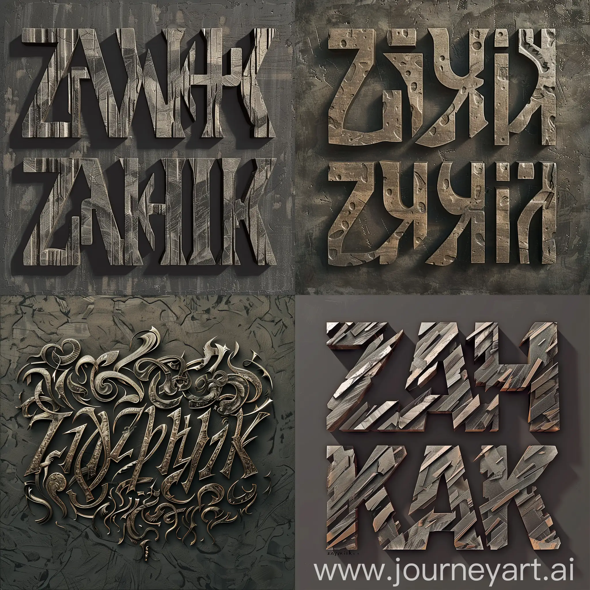 Создай картинку с темно серым фоном и буквами вМв шрифт Zaychik