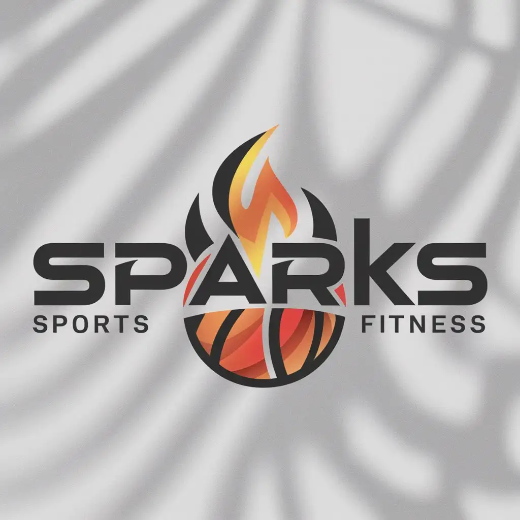 a logo design,with the text "SPARKS", main symbol:basketball, flame,Moderate,be used in Sports Fitness industry,clear background