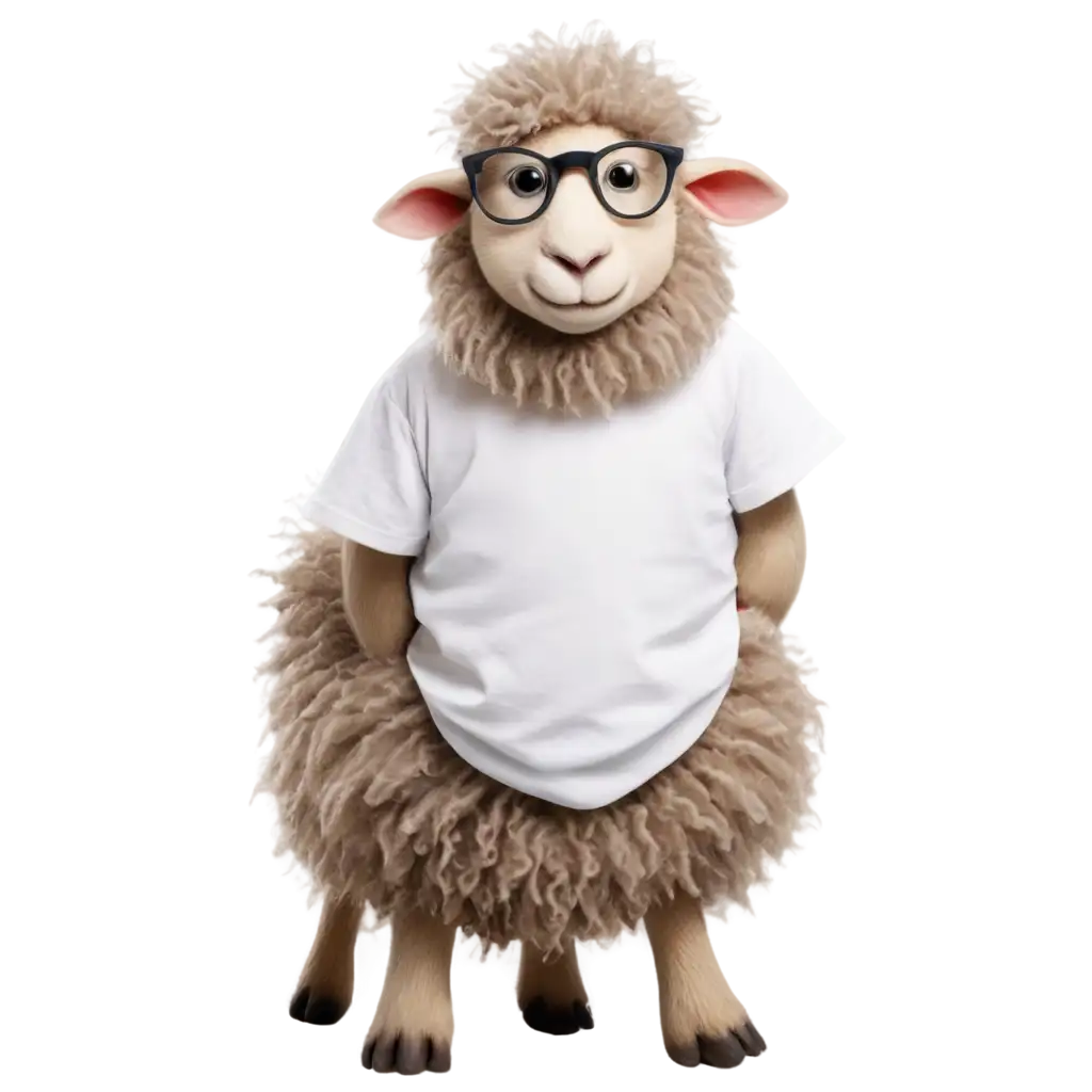 cool sheep wearing t shirt
and glasses
