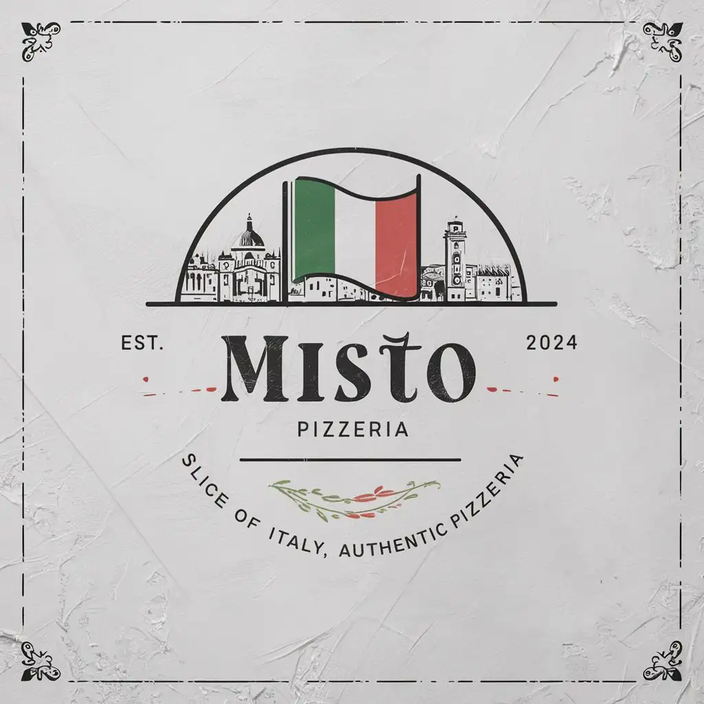 Authentic Italian Pizzeria Emblem with Vintage Flair on Textured White Background