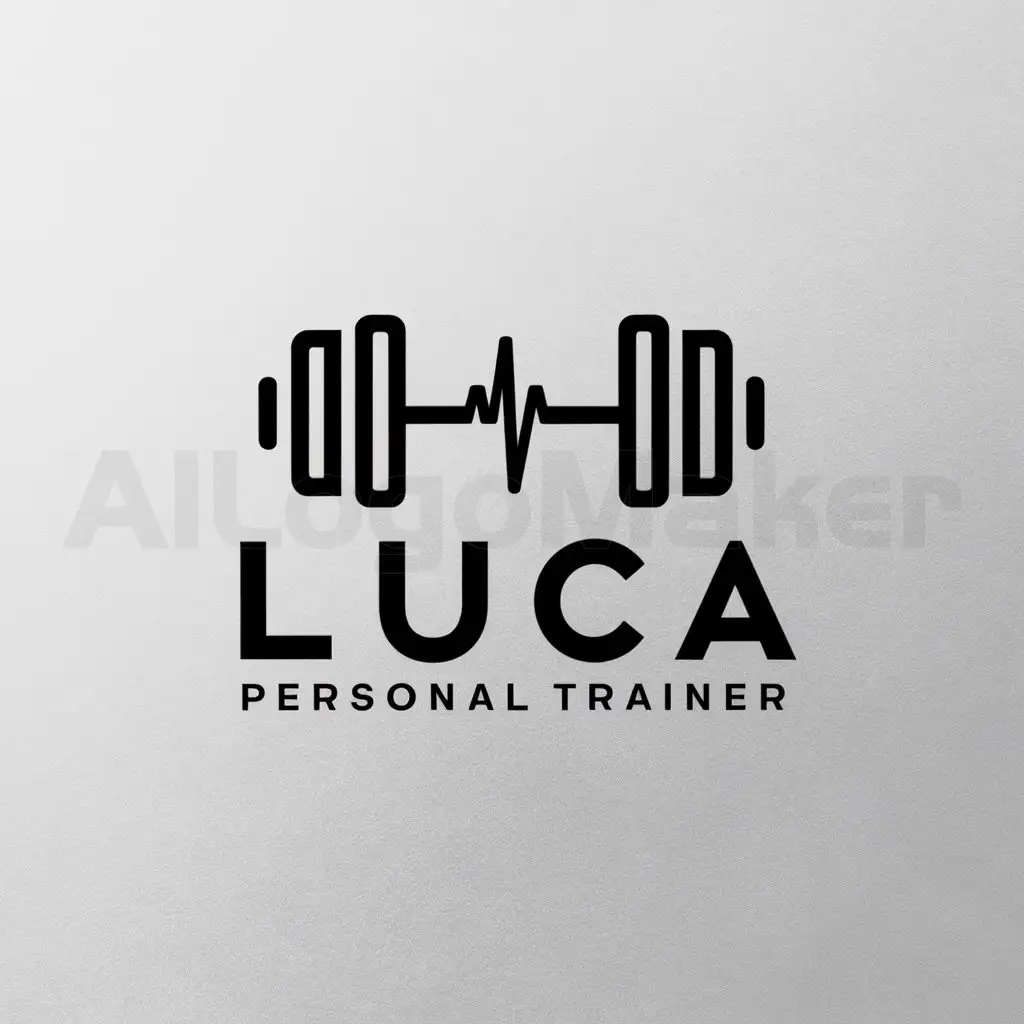 a logo design,with the text "Luca Personal Trainer", main symbol:a dumbbell with an electrocardiogram on the inside,Minimalistic,be used in Sports Fitness industry,clear background