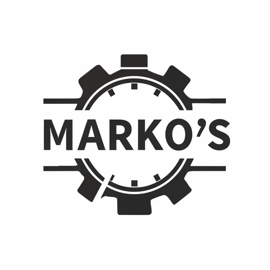 a logo design,with the text "Marko’s", main symbol:Watch,Minimalistic,clear background