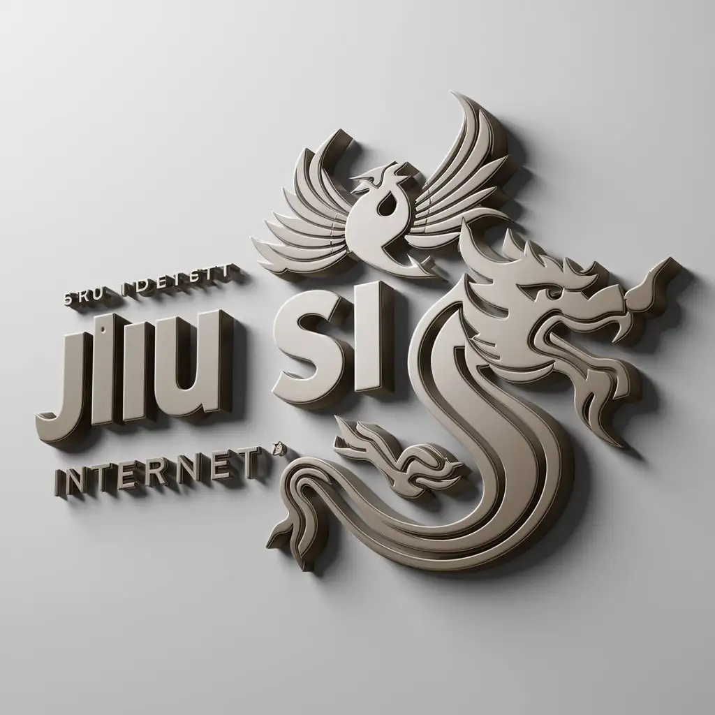 a logo design,with the text "Jiu  Si", main symbol:Phoenix, dragon, classical style, 3D, bas-relief,Moderate,be used in Internet industry,clear background