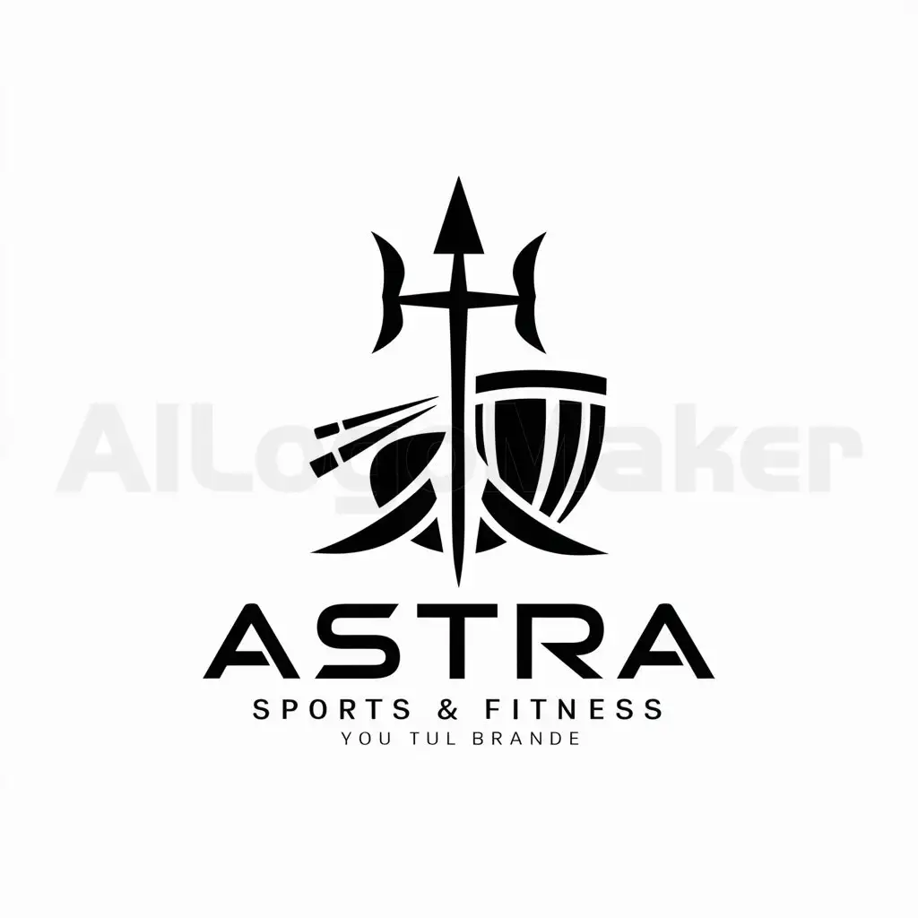 a logo design,with the text "Astra", main symbol:Trishul, Damru,Minimalistic,be used in Sports Fitness industry,clear background