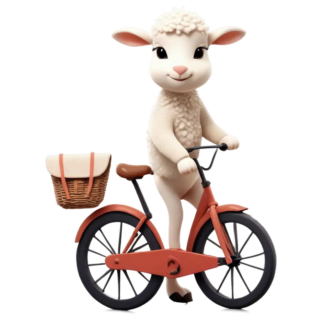 cute lamb on a bike, cartoon