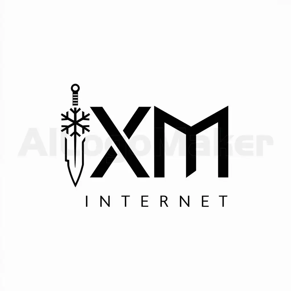 a logo design,with the text "XM", main symbol:snowflake sword,Minimalistic,be used in Internet industry,clear background