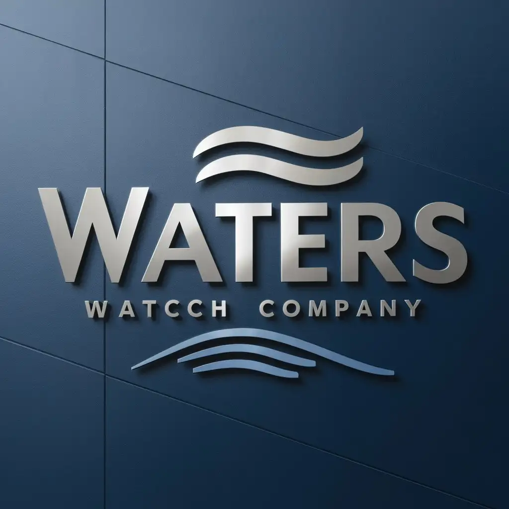 LOGO-Design-for-Waters-Watch-Company-Elegant-Silver-Blue-Emblem-for-Luxury-Watches