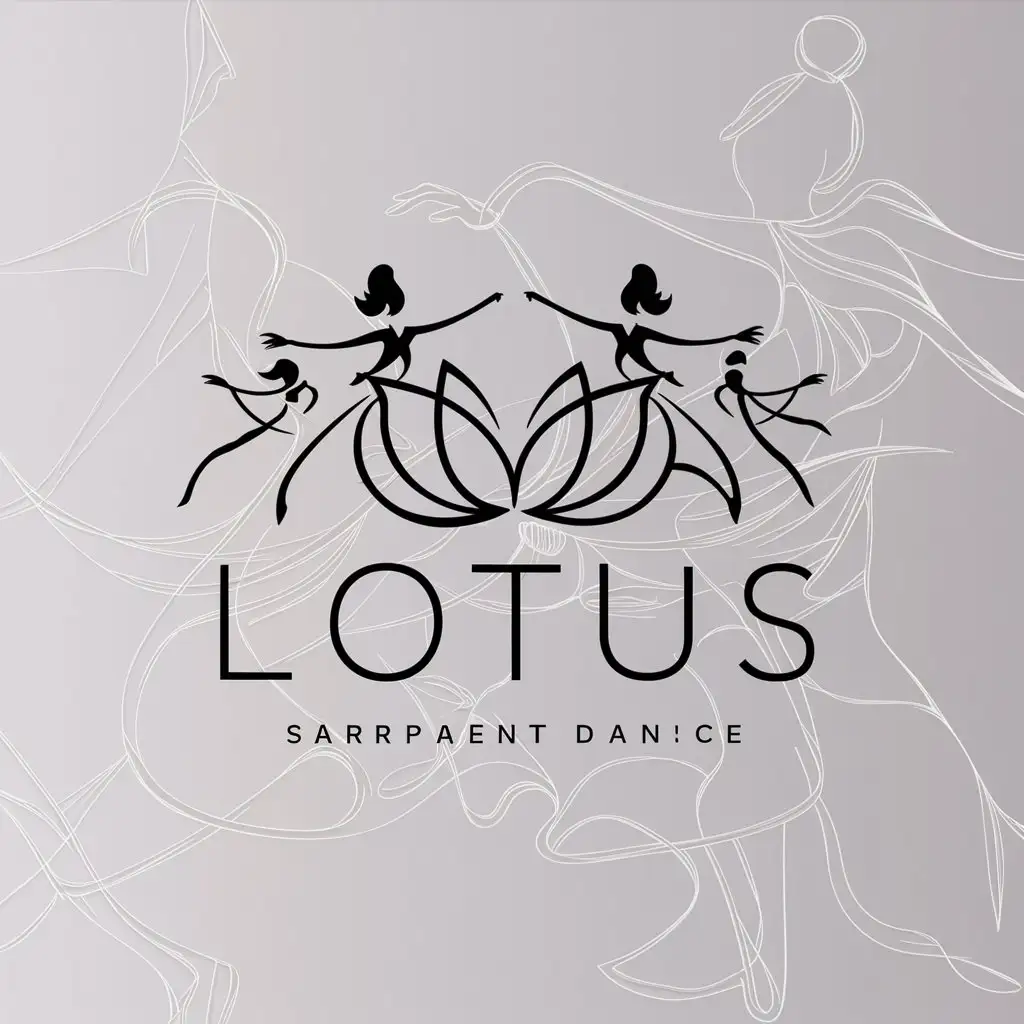 a logo design,with the text "lotus", main symbol:lotus, dancer girls,Minimalistic,clear background