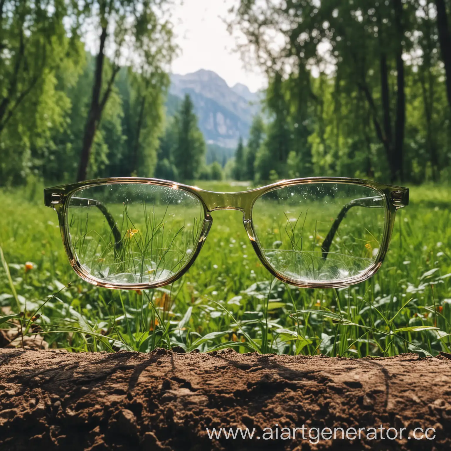 очки на фоне природы 
