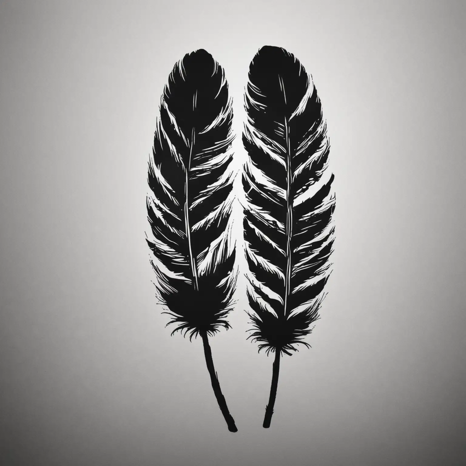 stencil, minimalist, simple, vector art, black and white, silhouette, negative space, feather
