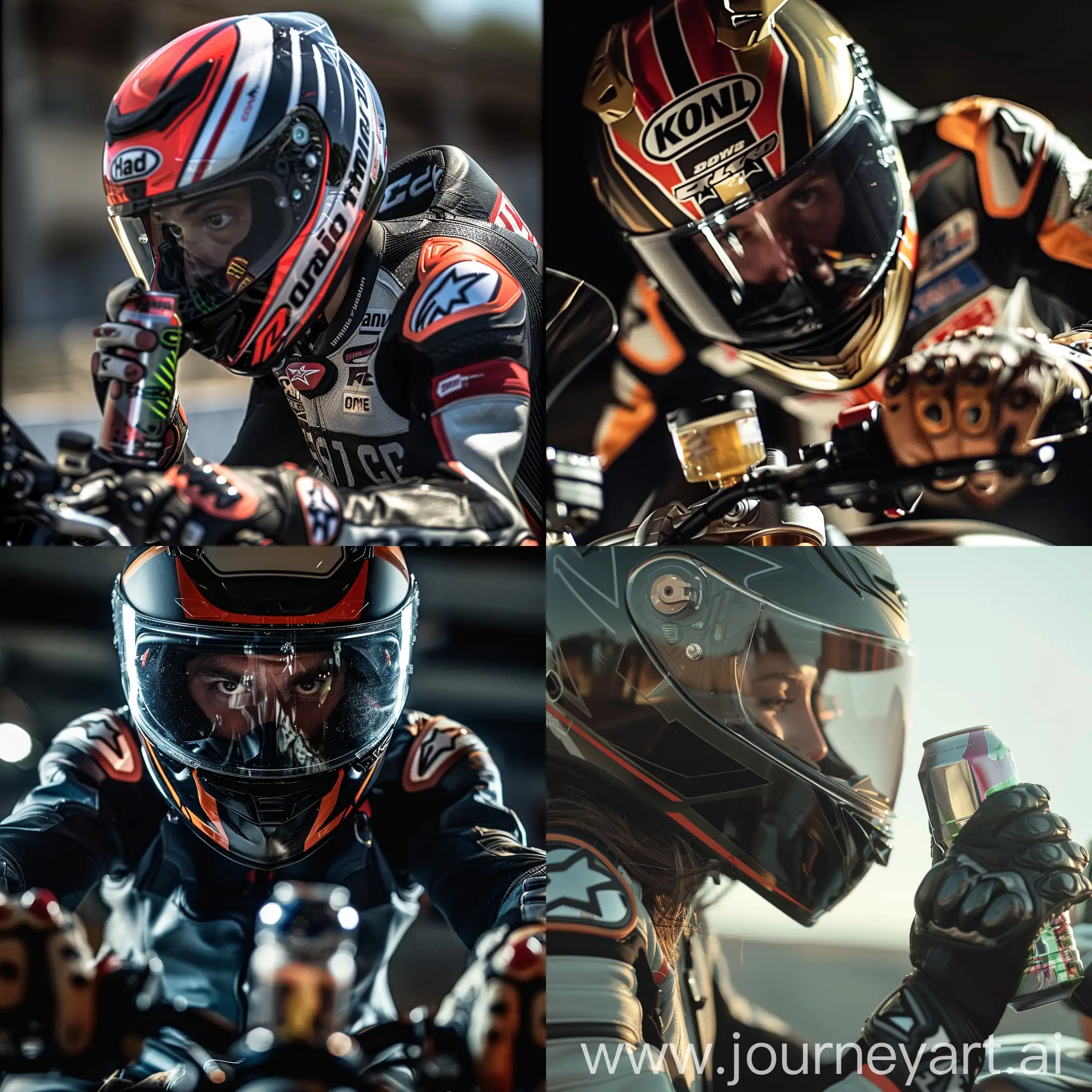 Motorcycle-Rider-Holding-Energy-Drink-CloseUp-Shot-in-Real-Space