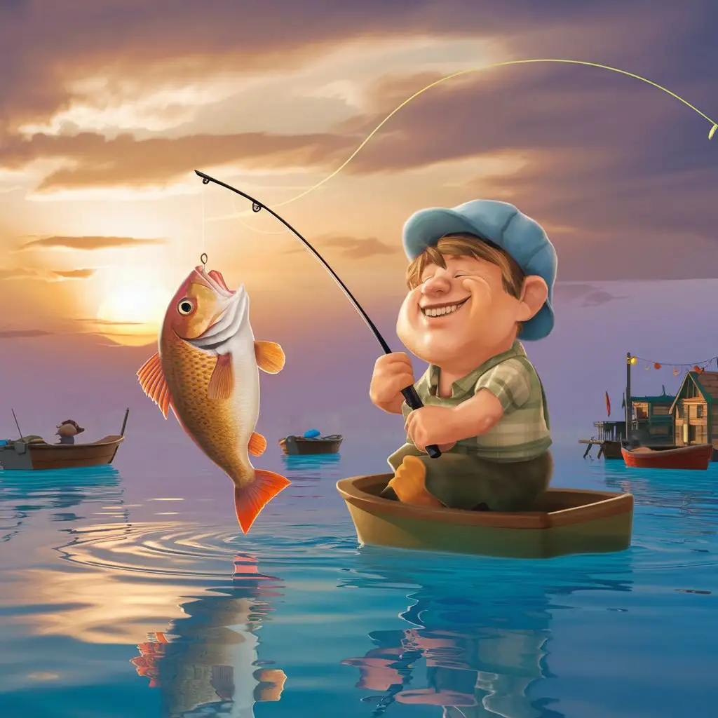 Joyful Fishing Trip Friends Reeling in Catches on Sunny Day