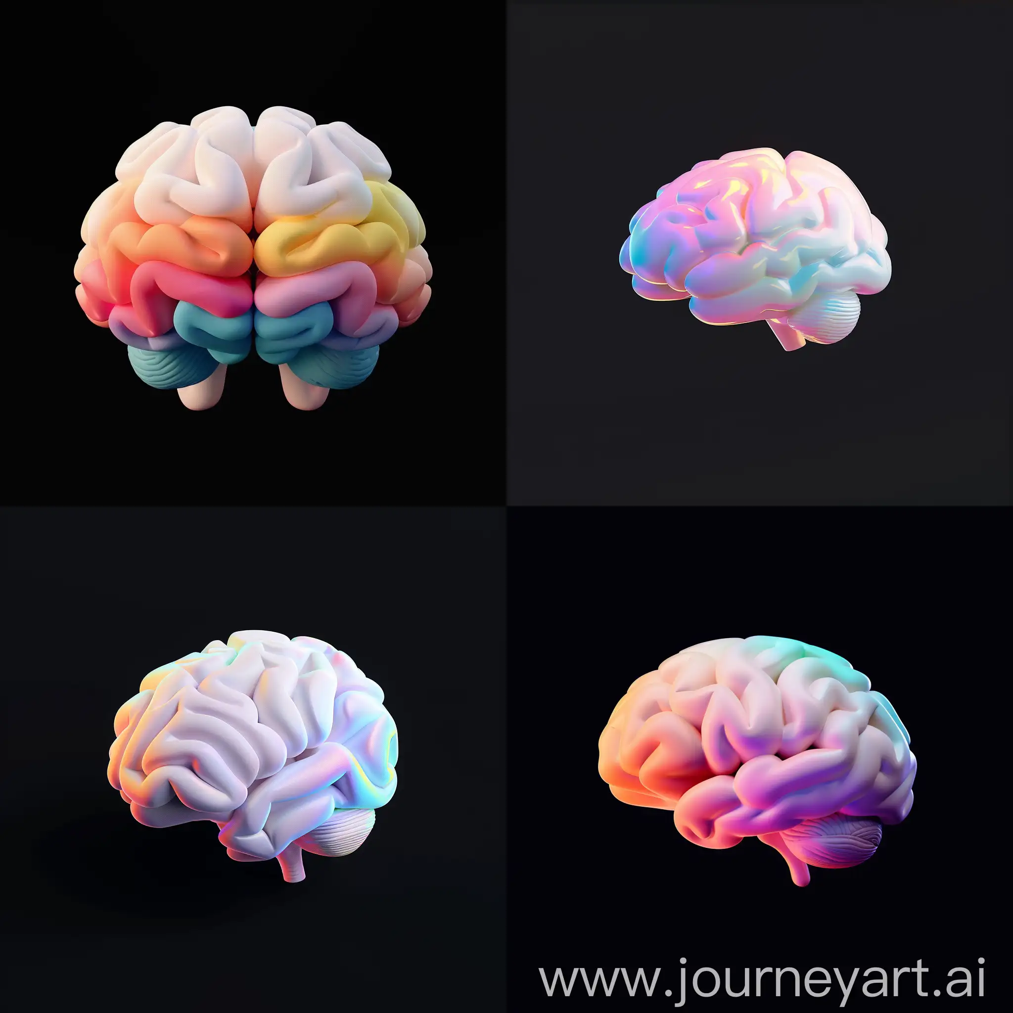 cute simple 3D icon of a white brain, shadowing is in the range of cosmic colors, in the style of Pixar 3D illustration, vibrant plastel color, solid black background --v 6.0