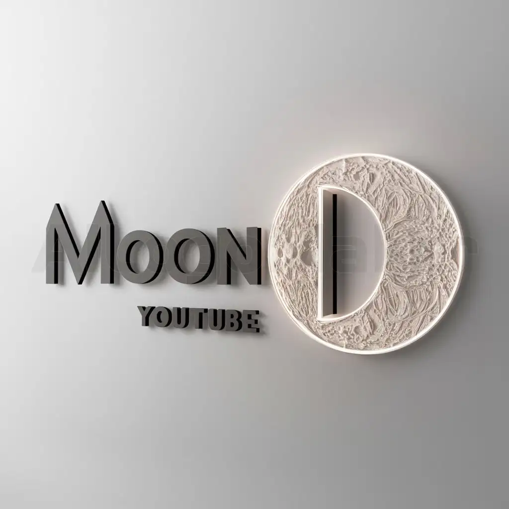 a logo design,with the text "MOON D", main symbol:real moon,complex,be used in youtube industry,clear background