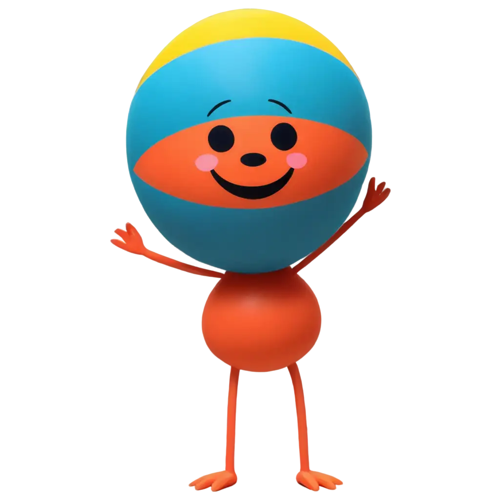 cartoon beachball with face arms and legs